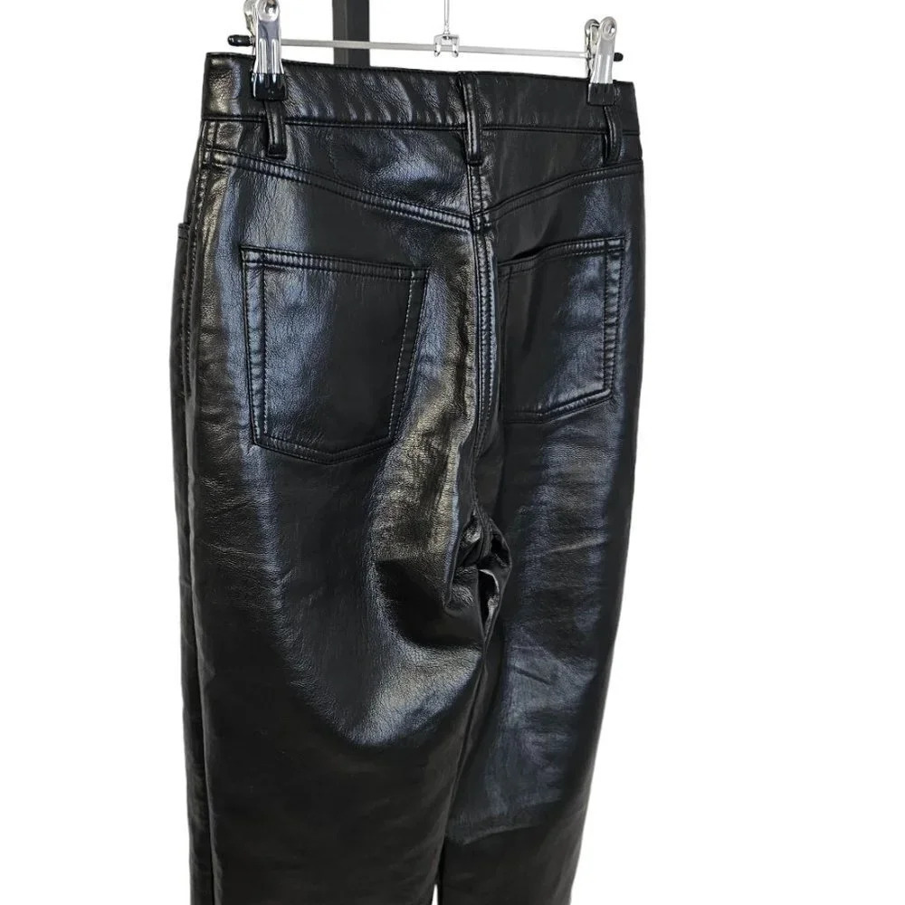 Aritzia Wilfred Melina Pant Black Vegan Leather High Waist Straight Leg Size  2 - Picture 7 of 9